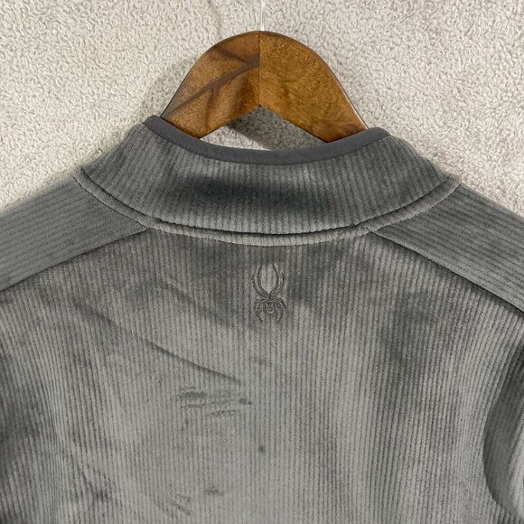 NEW Spyder Mens M Gray 1/4 Zip Pullover Sweatshirt Polyester  Blend Ribbed - Picture 7 of 9